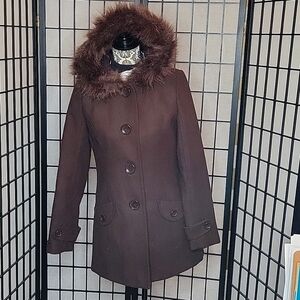 Women's Mackintosh New England Coat with Faux Fur Hood